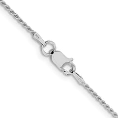 Cadena de cuerda con corte de diamante de 1,1 mm de plata rodiada
