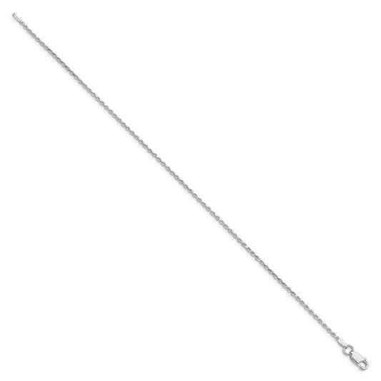 Cadena de cuerda con corte de diamante de 1,5 mm de plata de ley