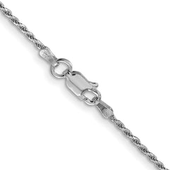Cadena de cuerda con corte de diamante de 1,5 mm de plata rodiada