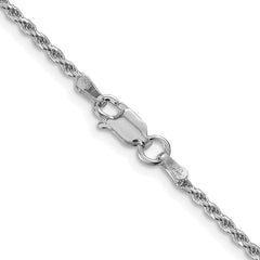 Cadena de cuerda con corte de diamante de 1,7 mm de plata rodiada