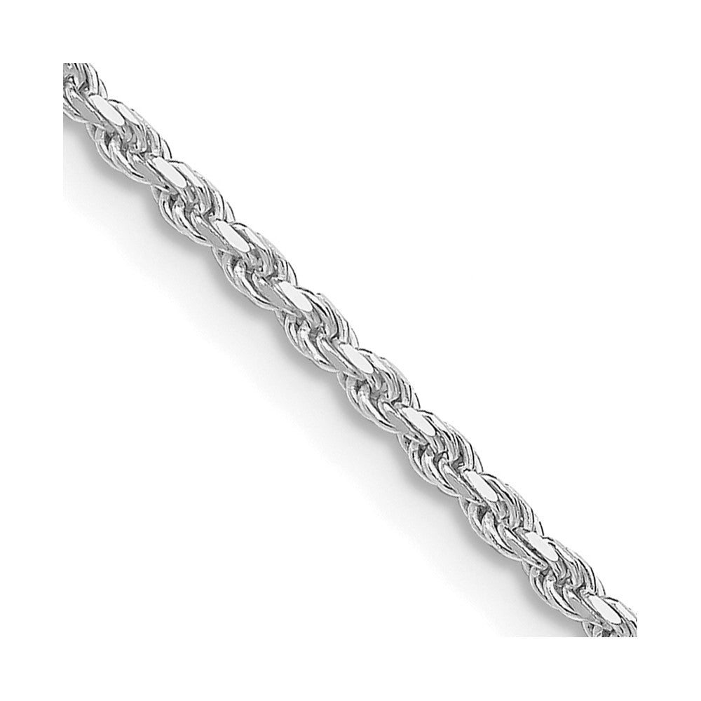 Rhodium-plated Silver 1.85mm Diamond-cut Rope Chain