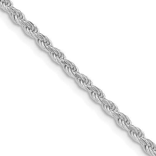 Rhodium-plated Silver 2.25mm Diamond-cut Rope Chain