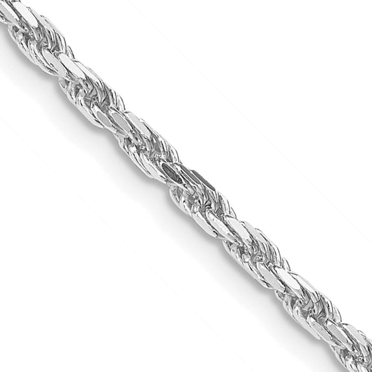 Rhodium-plated Silver 2.5mm Diamond-cut Rope Chain