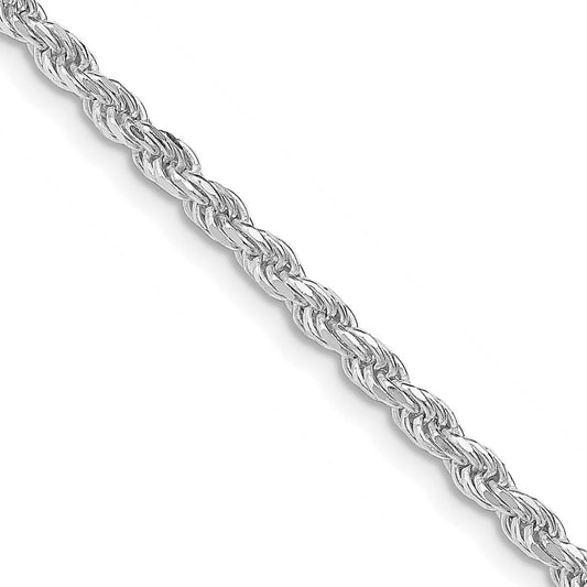 Rhodium-plated Silver 2.75mm Diamond-cut Rope Chain