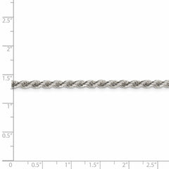 Cadena de cuerda con corte de diamante de 3 mm de plata rodiada