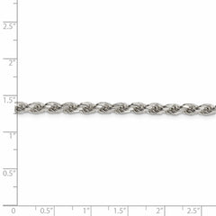 Cadena de cuerda con corte de diamante de 3,5 mm de plata de ley