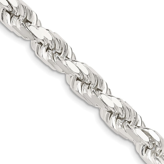 Sterling Silver 8mm Diamond-cut Rope Chain