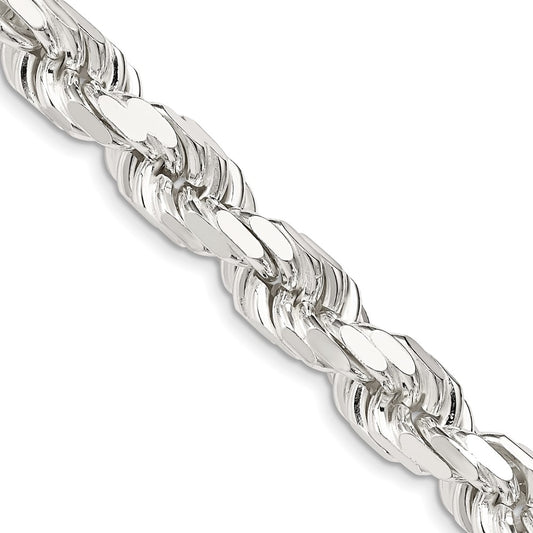 Sterling Silver 10.25mm Diamond-cut Rope Chain