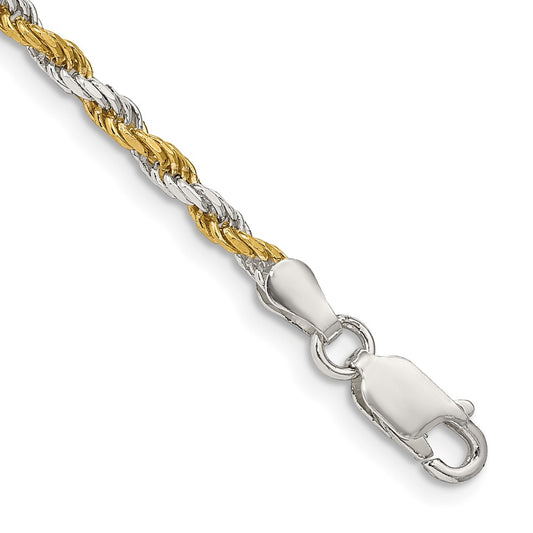 Sterling Silver & Vermeil 2.5mm Diamond-cut Rope Chain