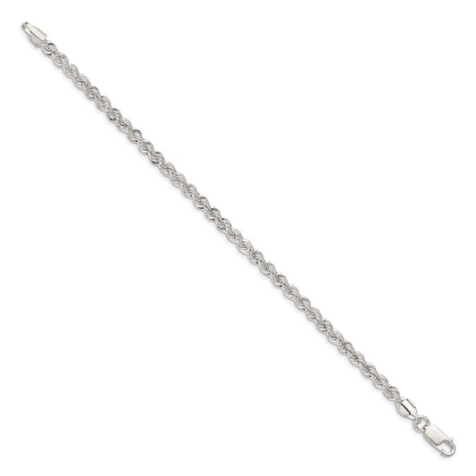 Cadena de cuerda maciza de plata de ley de 4,3 mm