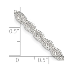 Cadena de cuerda maciza de plata de ley de 4,5 mm