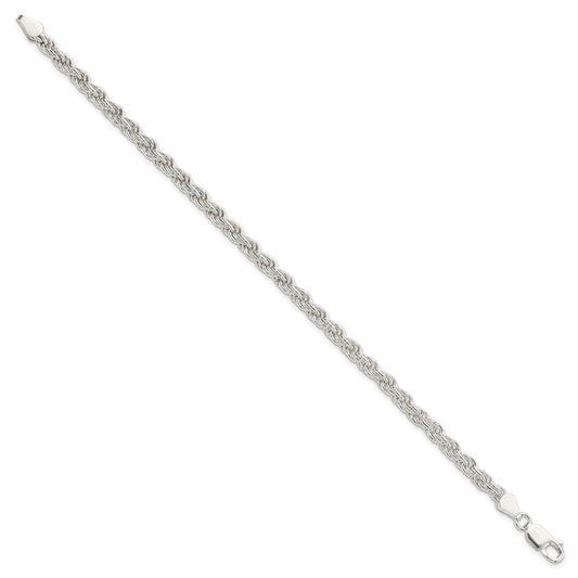 Cadena de cuerda maciza de plata de ley de 4,5 mm