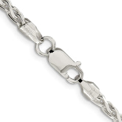 Sterling Silver 3.7mm Polished Diamond-cut Spiga Chain