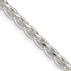 Sterling Silver 3.7mm Polished Diamond-cut Spiga Chain