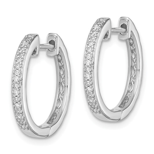 Rhodium-plated Sterling Silver Diamond Huggie Earrings