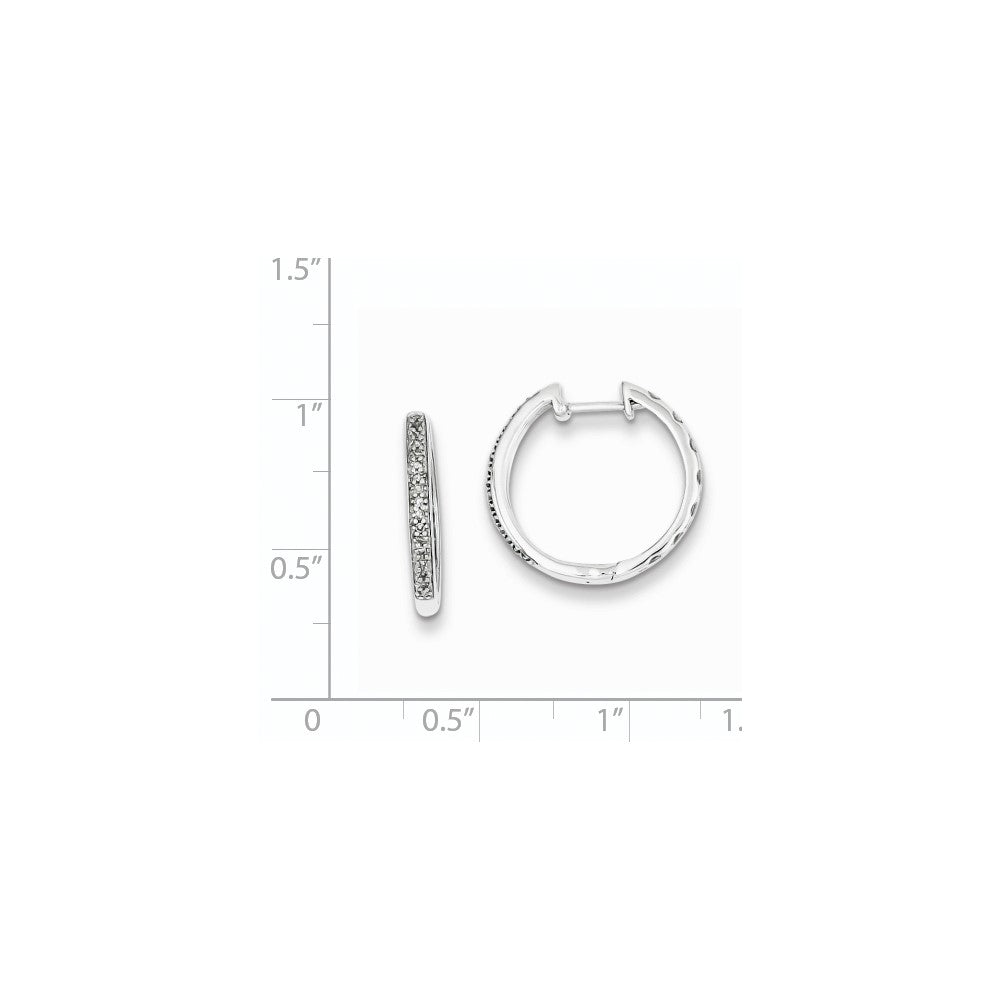 Rhodium-plated Sterling Silver Diamond Huggie Earrings