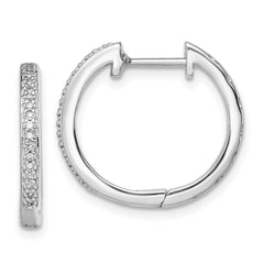 Rhodium-plated Sterling Silver Diamond Huggie Earrings