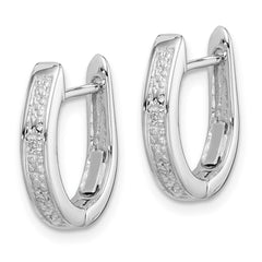 Rhodium-plated Sterling Silver Diamond Hinged Hoop Earrings