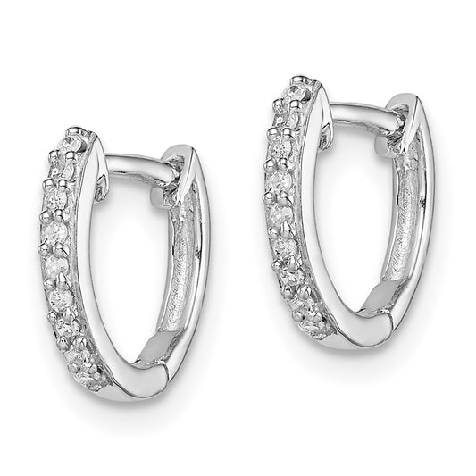 Rhodium-plated Sterling Silver Diamond Huggie Earrings