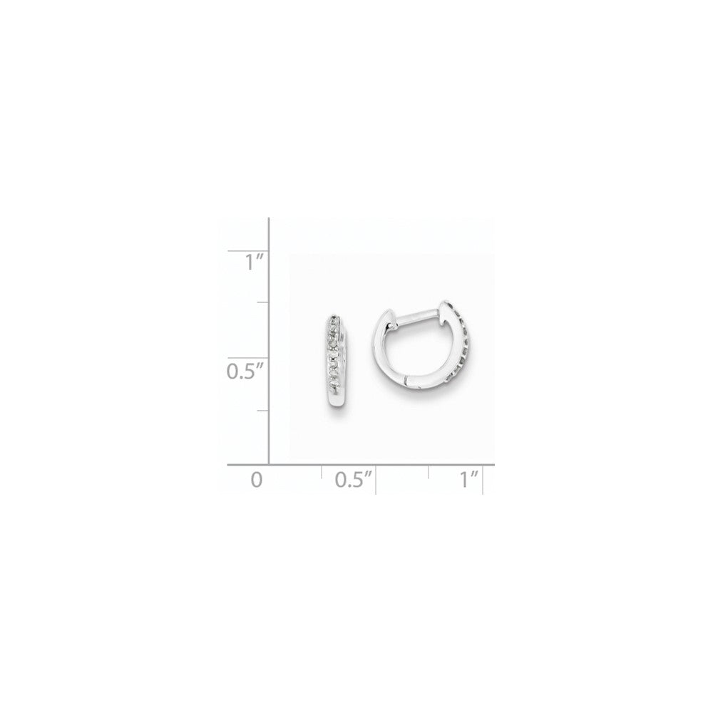 Rhodium-plated Sterling Silver Diamond Huggie Earrings