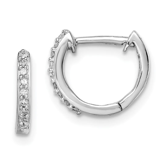 Rhodium-plated Sterling Silver Diamond Huggie Earrings