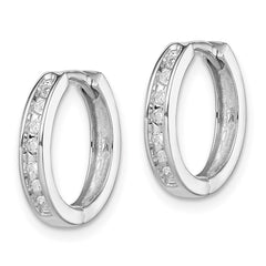 Rhodium-plated Sterling Silver Diamond Huggie Earrings