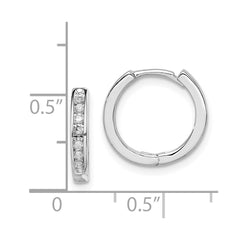 Rhodium-plated Sterling Silver Diamond Huggie Earrings