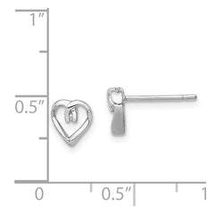 Rhodium-plated Sterling Silver Diamond Heart Post Earrings