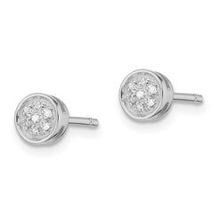 Rhodium-plated Sterling Silver Diamond Circle Post Earrings