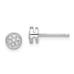 Rhodium-plated Sterling Silver Diamond Circle Post Earrings