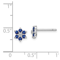 Rhodium-plated Sterling Silver Sapphire & Diamond Post Earrings