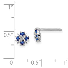 Rhodium-plated Sterling Silver Sapphire & Diamond Post Earrings