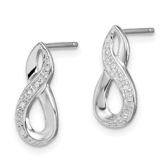 Rhodium-plated Sterling Silver Diamond Post Earrings