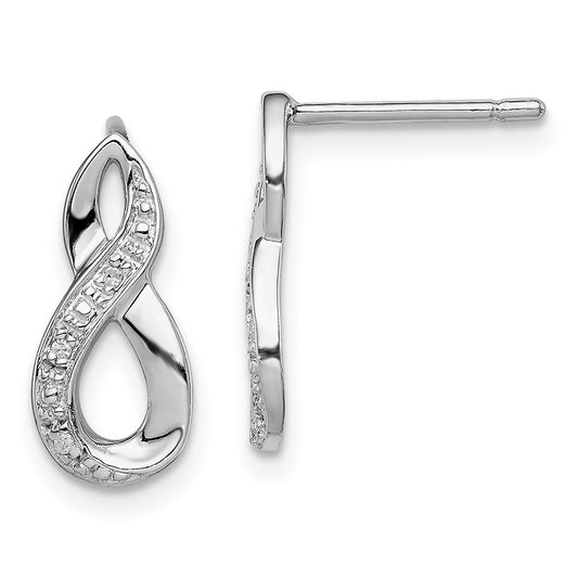 Rhodium-plated Sterling Silver Diamond Post Earrings