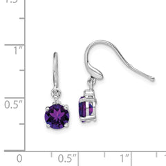 Rhodium-plated Sterling Silver Amethyst and Diamond Wire Earrings