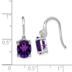 Rhodium-plated Sterling Silver Amethyst Wire Earrings