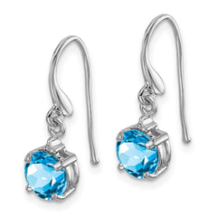 Rhodium-plated Sterling Silver Blue Topaz and Diamond Wire Earrings