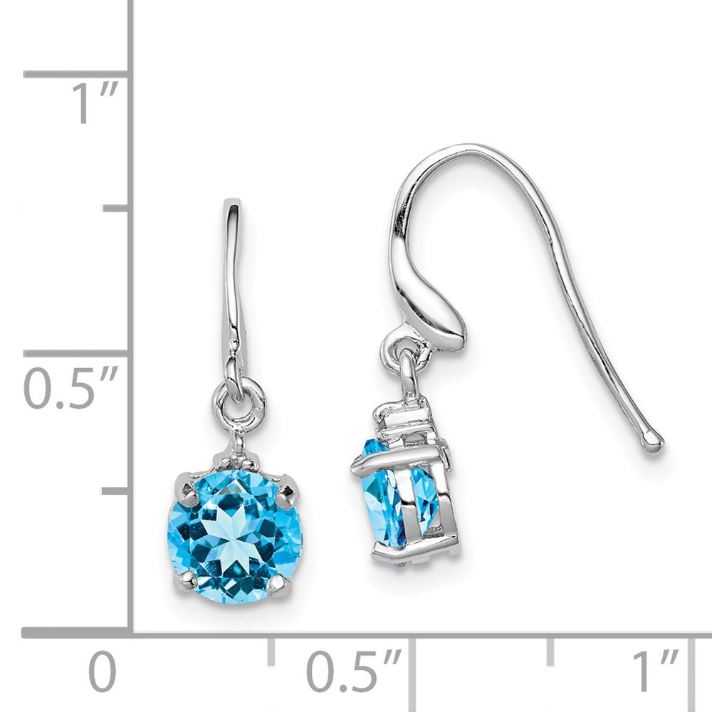 Rhodium-plated Sterling Silver Blue Topaz and Diamond Wire Earrings