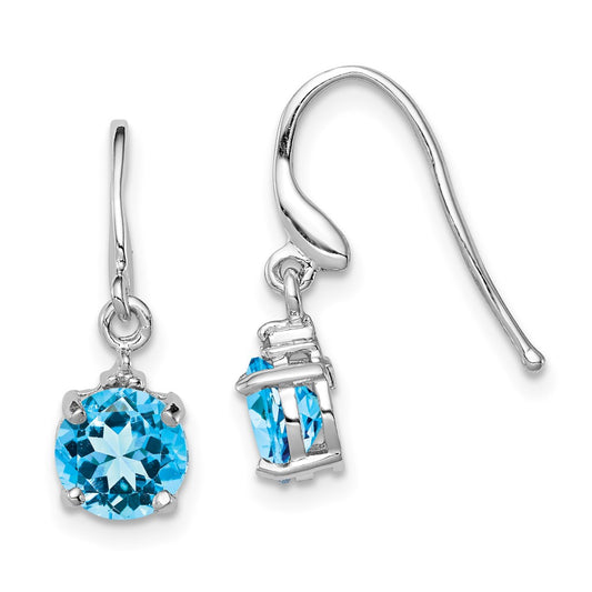 Rhodium-plated Sterling Silver Blue Topaz and Diamond Wire Earrings