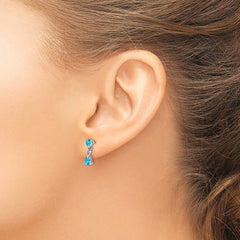 Rhodium-plated Sterling Silver Blue Topaz and Diamond Post Earrings