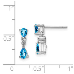 Rhodium-plated Sterling Silver Blue Topaz and Diamond Post Earrings