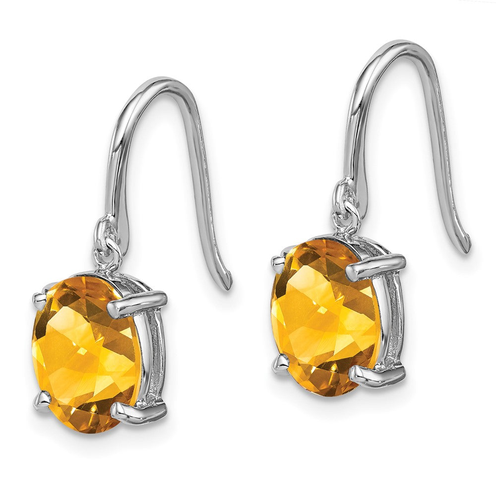 Rhodium-plated Sterling Silver Citrine Wire Earrings