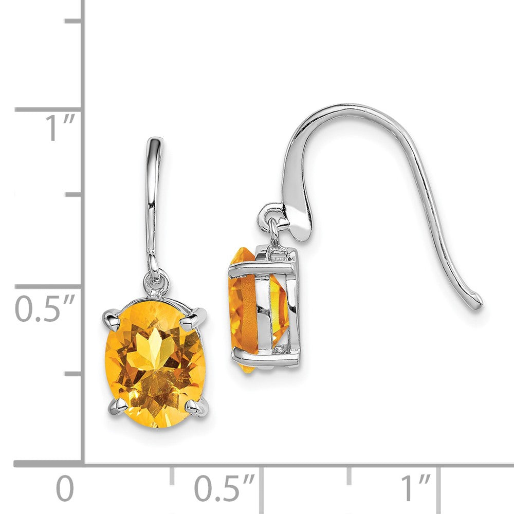 Rhodium-plated Sterling Silver Citrine Wire Earrings