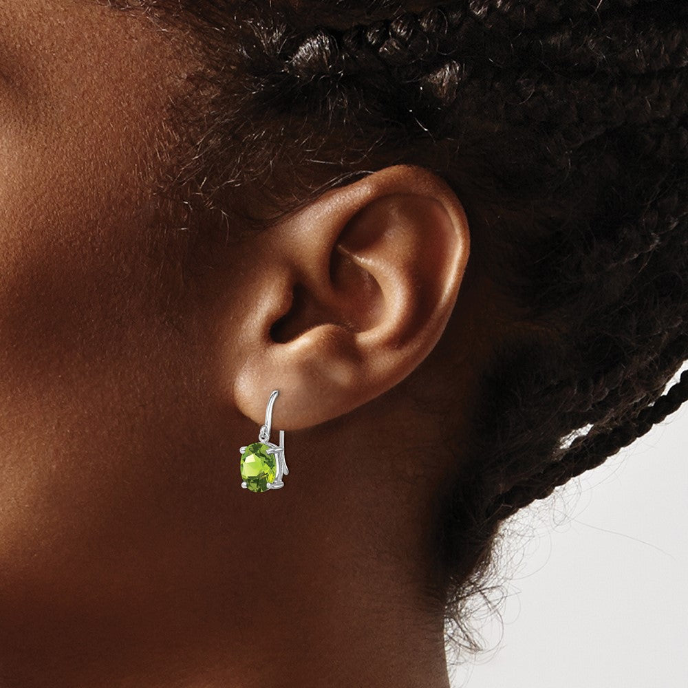Rhodium-plated Sterling Silver Peridot Wire Earrings
