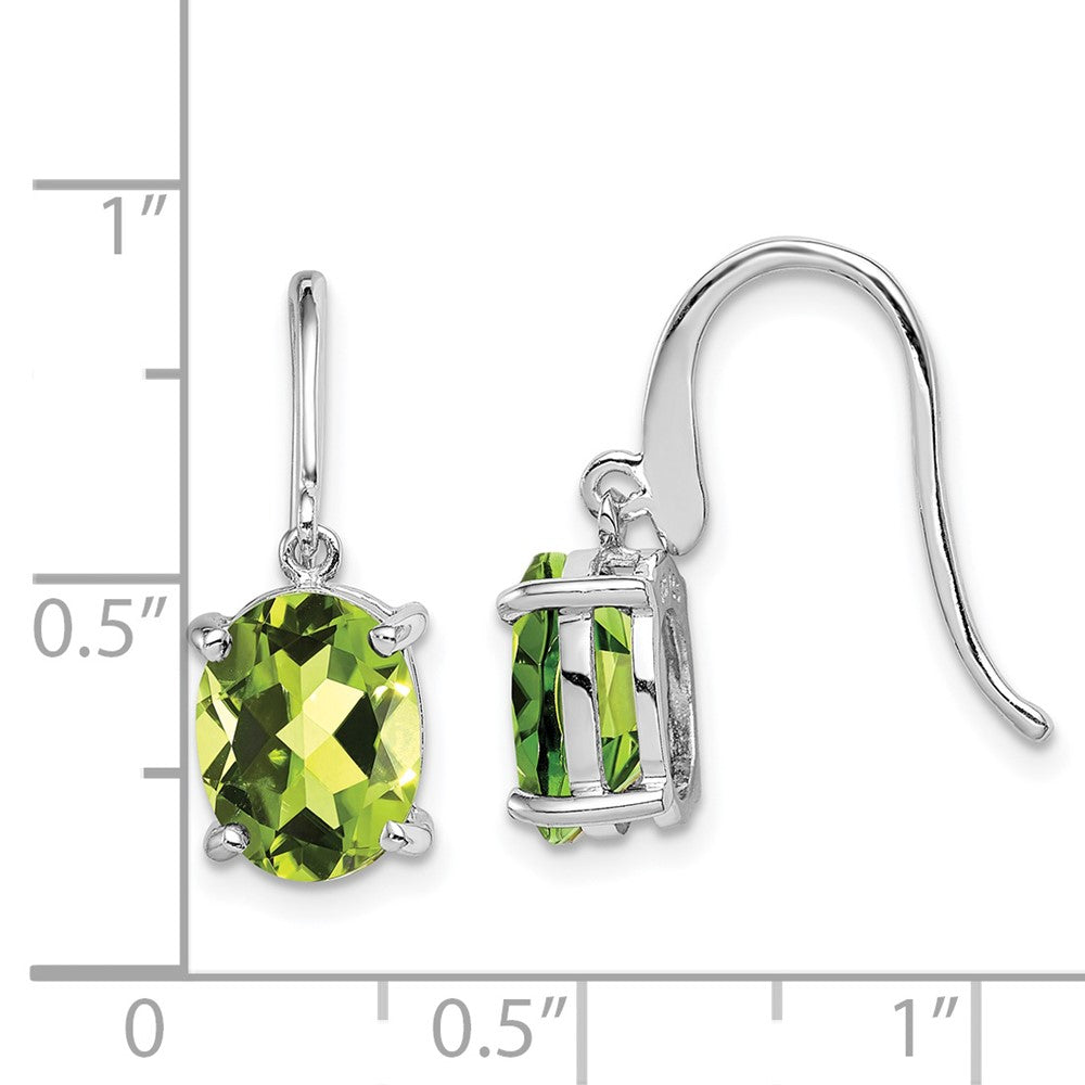 Rhodium-plated Sterling Silver Peridot Wire Earrings