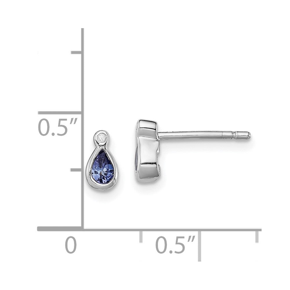 Rhodium-plated Sterling Silver Tanzanite & Diamond Post Earrings