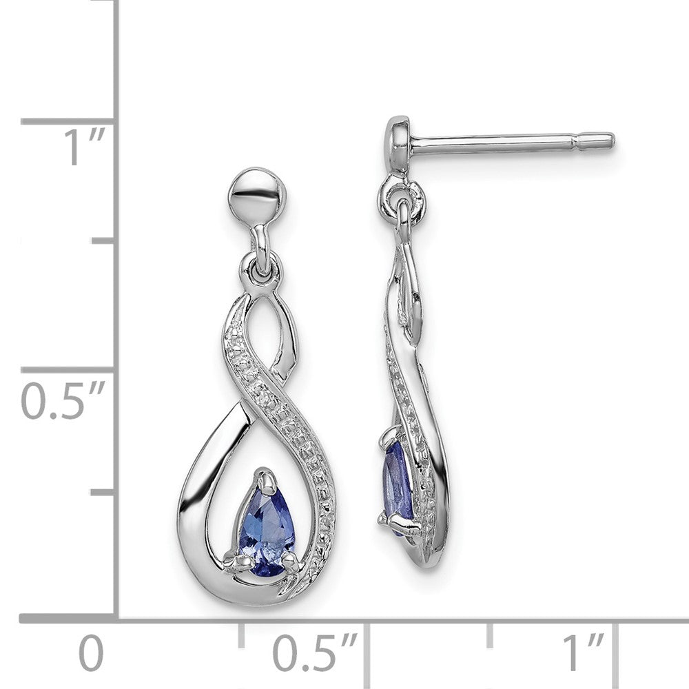 Rhodium-plated Sterling Silver Tanzanite & Diamond Dangle Earrings