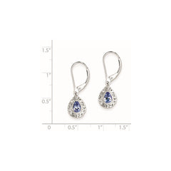 Rhodium-plated Sterling Silver Tanzanite Leverback Earrings