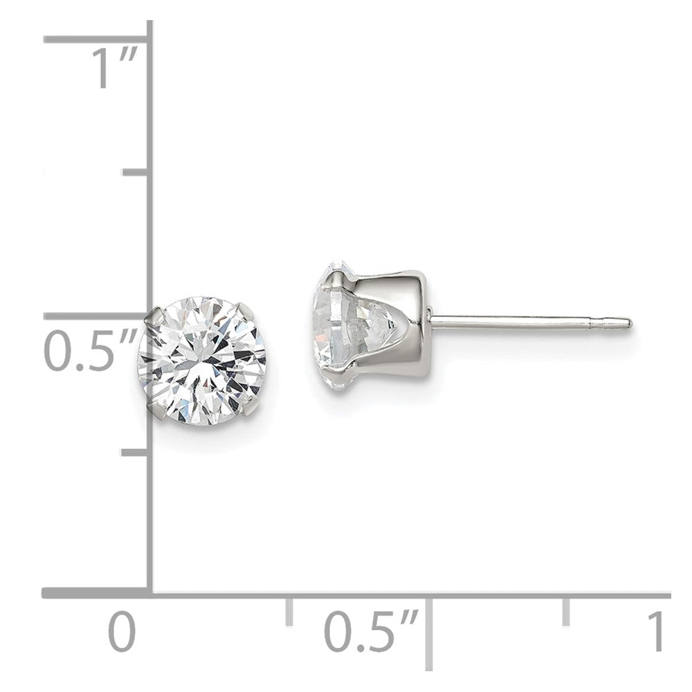 Sterling Silver 6mm Round Snap Set CZ Stud Earrings