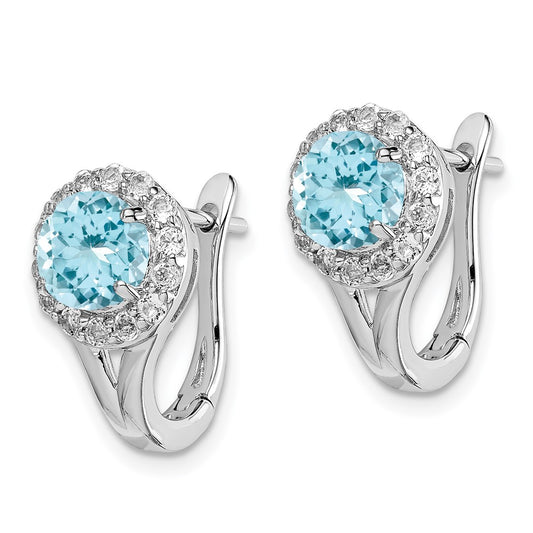 Rhodium-plated Sterling Silver White and Blue Topaz Hingd Earrings